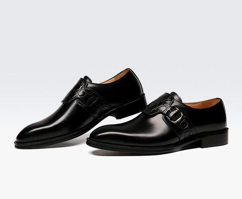 Luxury Mens Monk Strap Shoes / Pure Genuine Leather Shoes Italian Style Loafer For Men