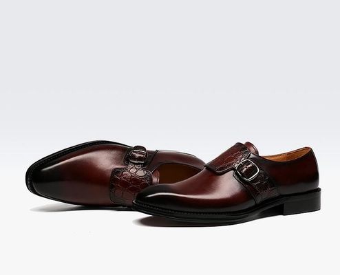 Luxury Mens Monk Strap Shoes / Pure Genuine Leather Shoes Italian Style Loafer For Men