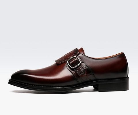 Luxury Mens Monk Strap Shoes / Pure Genuine Leather Shoes Italian Style Loafer For Men