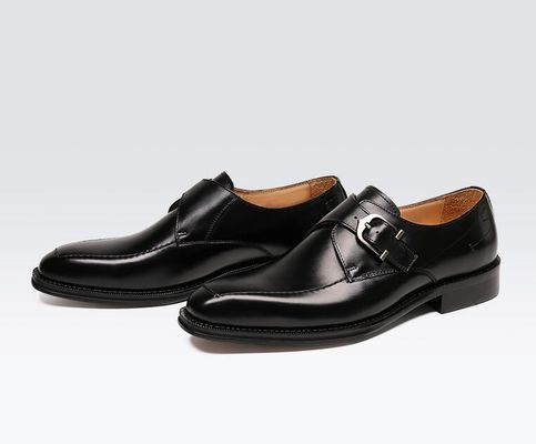 ODM Oxford Genuine Leather Dress Shoes / Luxury Mens Monk Strap Shoes With 3cm Heel