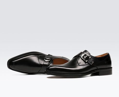 ODM Oxford Genuine Leather Dress Shoes / Luxury Mens Monk Strap Shoes With 3cm Heel