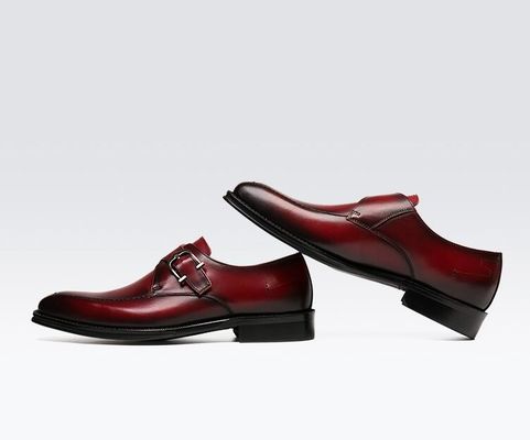ODM Oxford Genuine Leather Dress Shoes / Luxury Mens Monk Strap Shoes With 3cm Heel