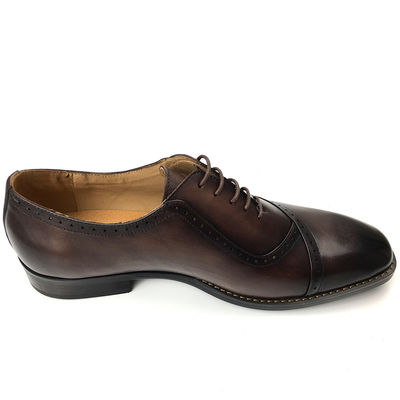 British Style Mens Pointed Toe Shoes / Lace Up Casual Shoes Brown Color