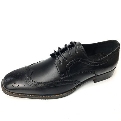 Mens Casual Leather Shoes / Mens Black Oxford Shoes Fashion Italian Style