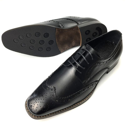 Mens Casual Leather Shoes / Mens Black Oxford Shoes Fashion Italian Style