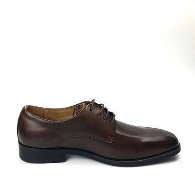 Brown Color Mens Leather Casual Shoes Low Heel Shoe Height Business Affairs Style