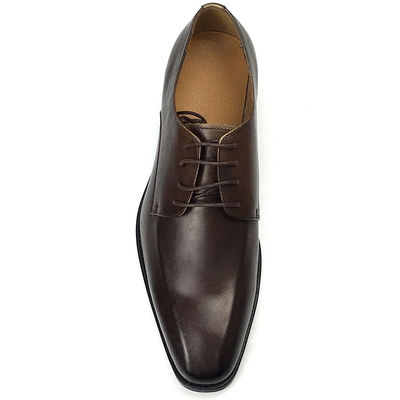 Brown Color Mens Leather Casual Shoes Low Heel Shoe Height Business Affairs Style