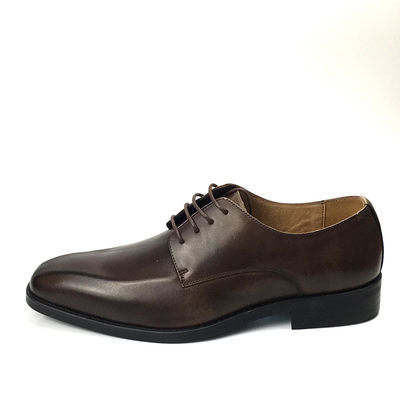 Brown Color Mens Leather Casual Shoes Low Heel Shoe Height Business Affairs Style