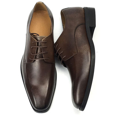 Brown Color Mens Leather Casual Shoes Low Heel Shoe Height Business Affairs Style
