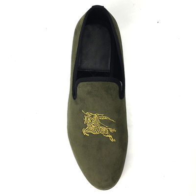 Army Green Mens Velvet Loafers Breathable Mens Slip On Summer Shoes