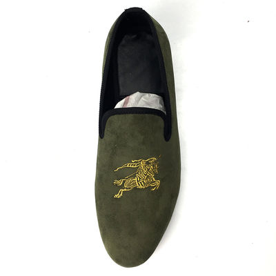 Army Green Mens Velvet Loafers Breathable Mens Slip On Summer Shoes