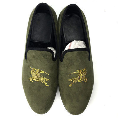 Army Green Mens Velvet Loafers Breathable Mens Slip On Summer Shoes