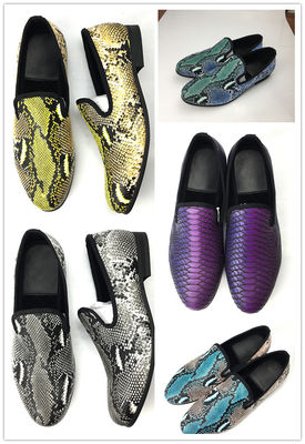 Elegant Design Snakeskin Mens Loafers Wear Resistant Mens Leather Driving Shoes