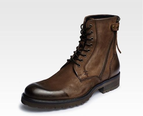 Lace Up Mens Ankle Boots Wear Resistant Casual Mens Leather Cowboy Boots