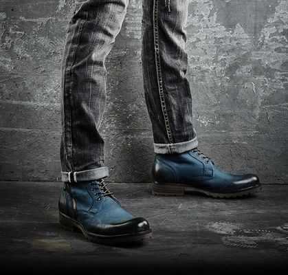 Lace Up Mens Ankle Boots Wear Resistant Casual Mens Leather Cowboy Boots