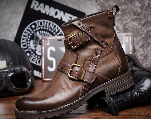 Genuine Leather British Retro Mens Martin Boots / Trendy Chelsea Boots