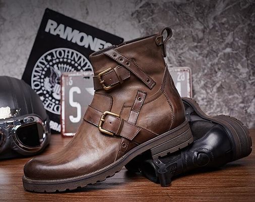 Genuine Leather British Retro Mens Martin Boots / Trendy Chelsea Boots