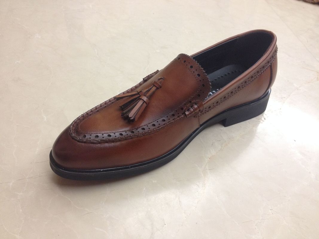 Tassel Bullock Hollow Out Men Formal Dress Shoes Leisure Brown Slip On Dress Shoes