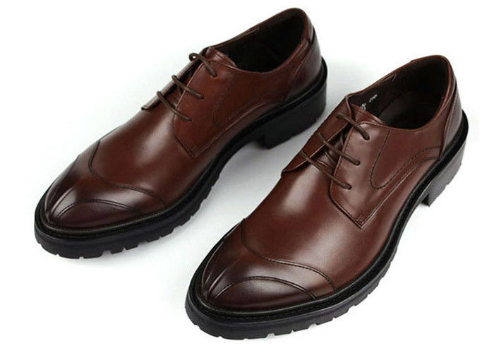 Any Logo Mens Leather Dress Shoes With Stitches Britain Styles Brown Leather Dress Shoes