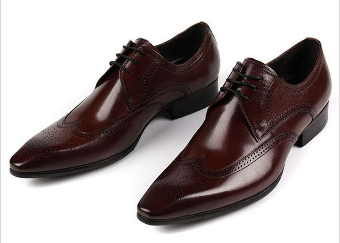 OEM Custom Classic Men Brogue Shoes Black / Brown Coffee Carved Floral Oxford Shoes