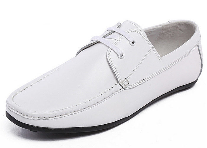 White Cow Leather Business Casual Shoes , Original Design Modern Mens Slip On Loafers