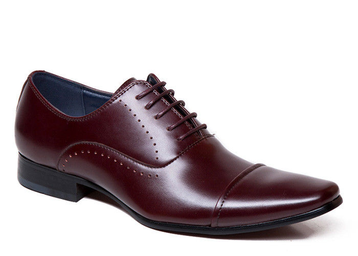 Normal Size Carved Mens Pointed Toe Dress Shoes , Adult Brown Lace Up Dress Shoes