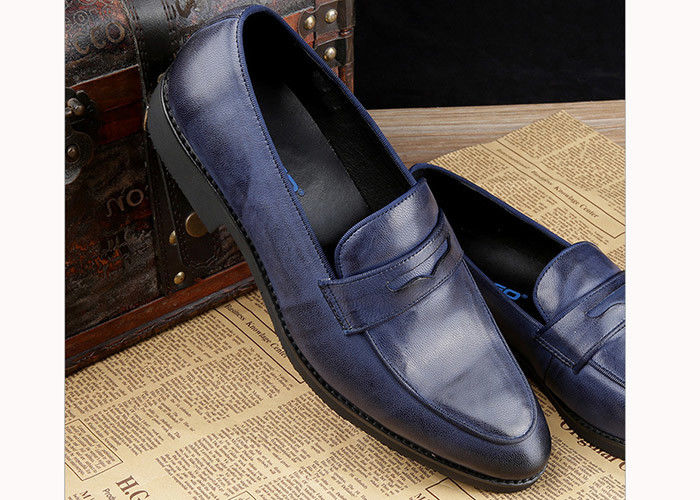 Luxury Mens Leather Casual Shoes Oxford Mens Blue Brogue Shoes For Party / Wedding