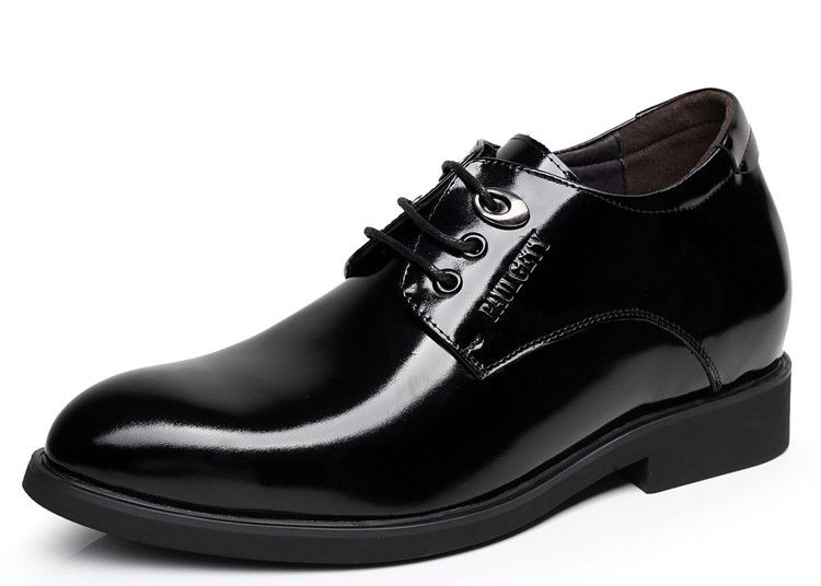 Black Oxford Lace Up Elevator Men Shoes Solid Slip - On Branded Dress Shoes For Men