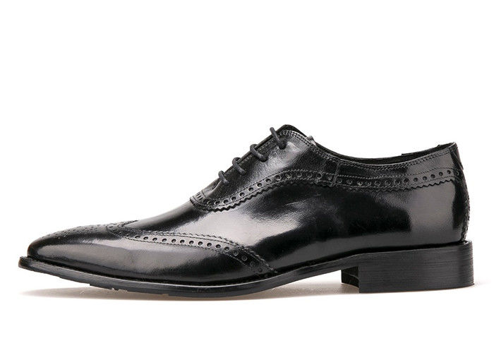 Men Brogue Leather Formal Shoes , Pointed Toe Men Dress Shoes for Wedding