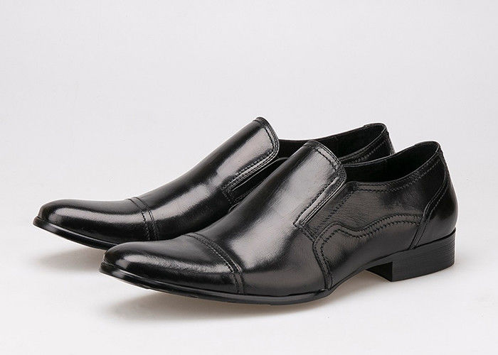 Formal Business Men'S Wedding Dress Shoes Wear Resistant Flat Black Leather Slip On Shoes