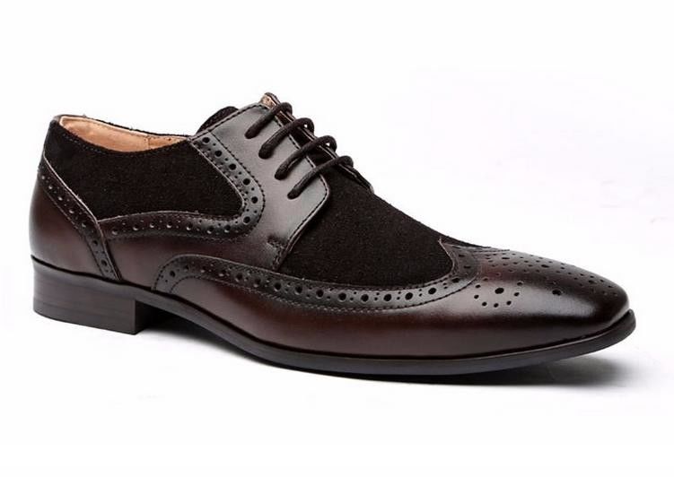 High Class Cow Leather Mens Pointed Toe Dress Shoes Fashion Brogue Shoes For Men