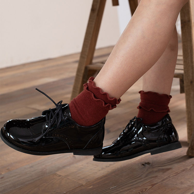 Lace Up Unisex Leather School Shoes Size 26-40 Girls Tassel Leather Shoes