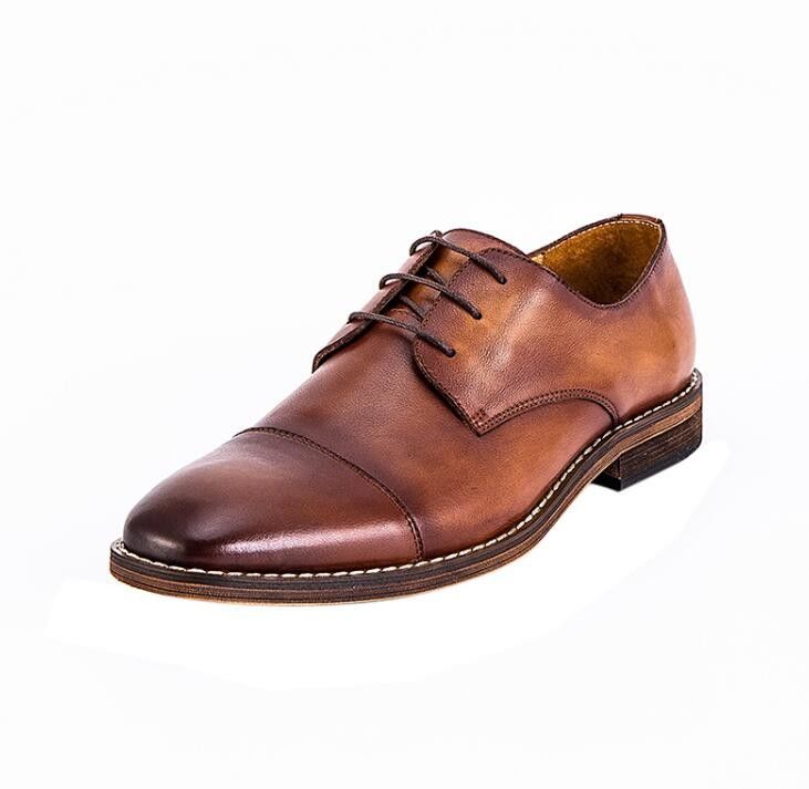 Waterproof Men'S Wedding Dress Shoes Lace Up Flat Heel Striped Slip On Shoes