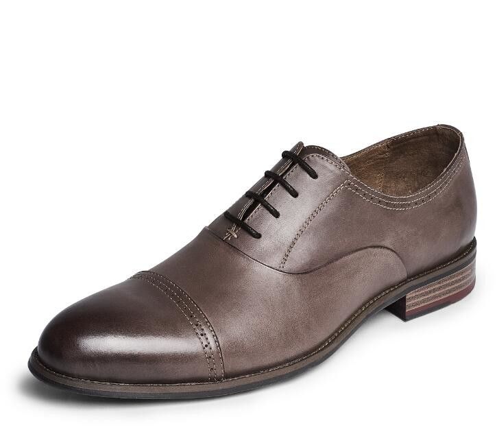 Round Toe Fashion Men Dress Shoes , Lace Up OEM Dark Brown Oxford Shoes