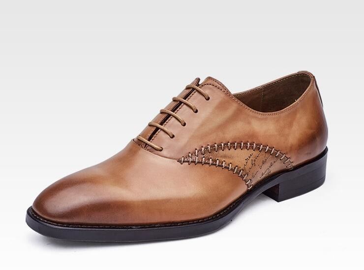 Fashion Men Formal Dress Shoes Genuine Leather Mens Black Lace Up Dress Shoes