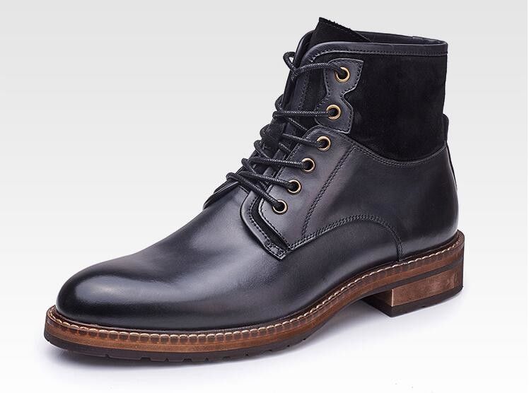 Normal Size Men'S Casual Shoes Winter Lace Up Warm Mens Leather Ankle Boots