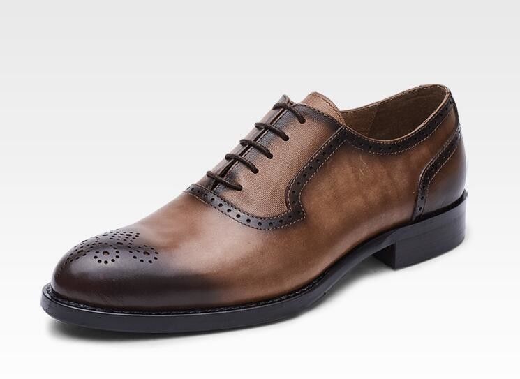 Classic PU Men Formal Dress Shoes Oxford Style Bespoke Handmade Shoes For Business