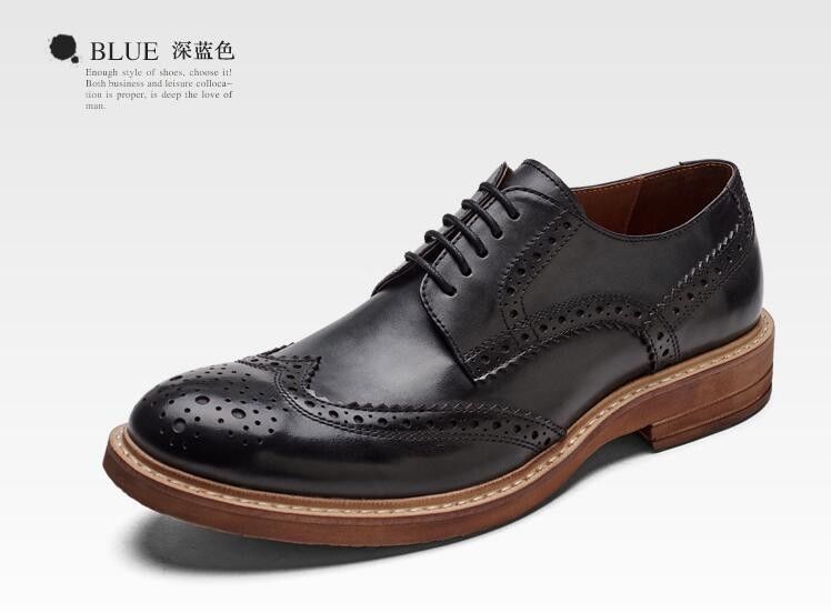 Handmade Burnished Mens Formal Leather Shoes , Bespoke Mens Brown Lace Up Dress Shoes
