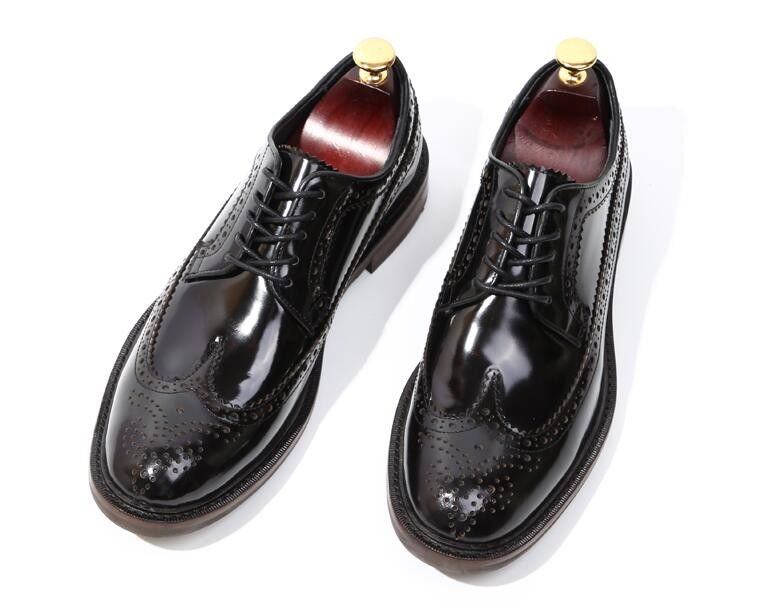 Brand Italian Mens Leather Shoes Flats Footwear Black Slip On Dress Shoes