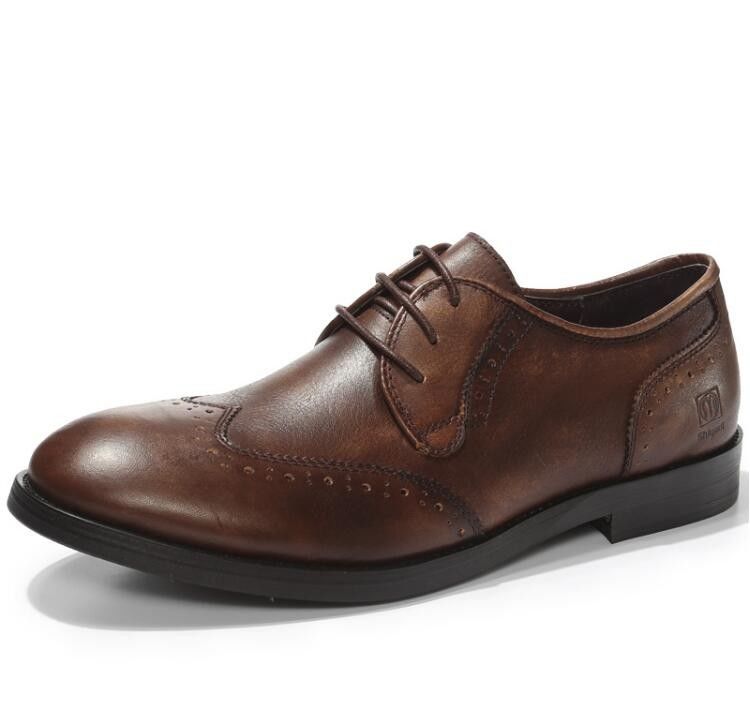 Full Grain Leather Mens Dress Shoes , Lace Up Pointed Toe Mens Casual Oxford Shoe