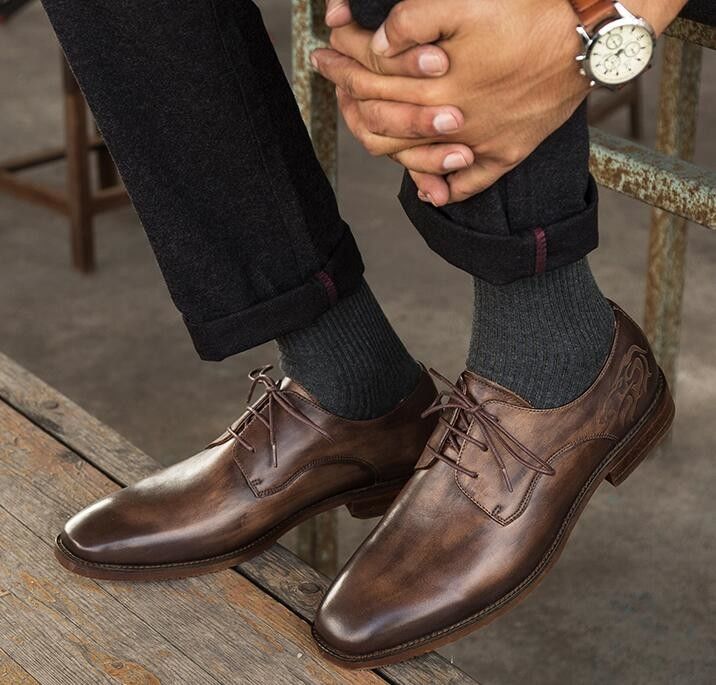 Formal Office Working Men Formal Dress Shoes , Italian Genuine Leatherman Shoes