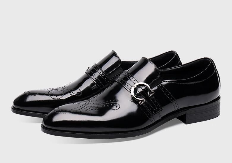 Comfortable Handcrafted Men's Dress Shoes Black Italian Monk Strap Men'S Shoes