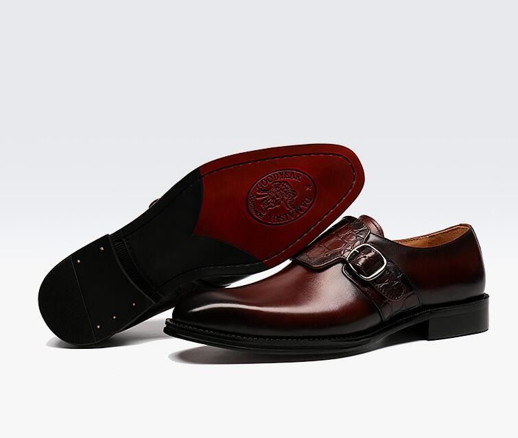 Luxury Mens Monk Strap Shoes / Pure Genuine Leather Shoes Italian Style Loafer For Men