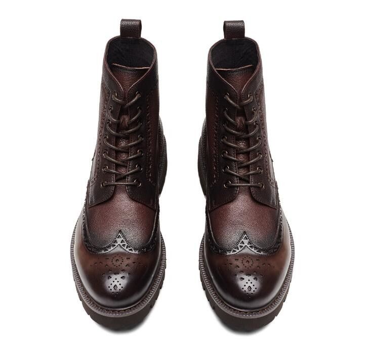 Fashion Ankle Genuine Warm Leather Boots , Work Shoes For Men Lace Up Closure Type